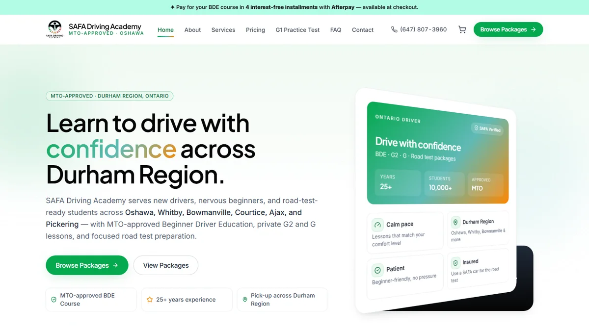 SAFA Driving Academy — website created by BrandLifters